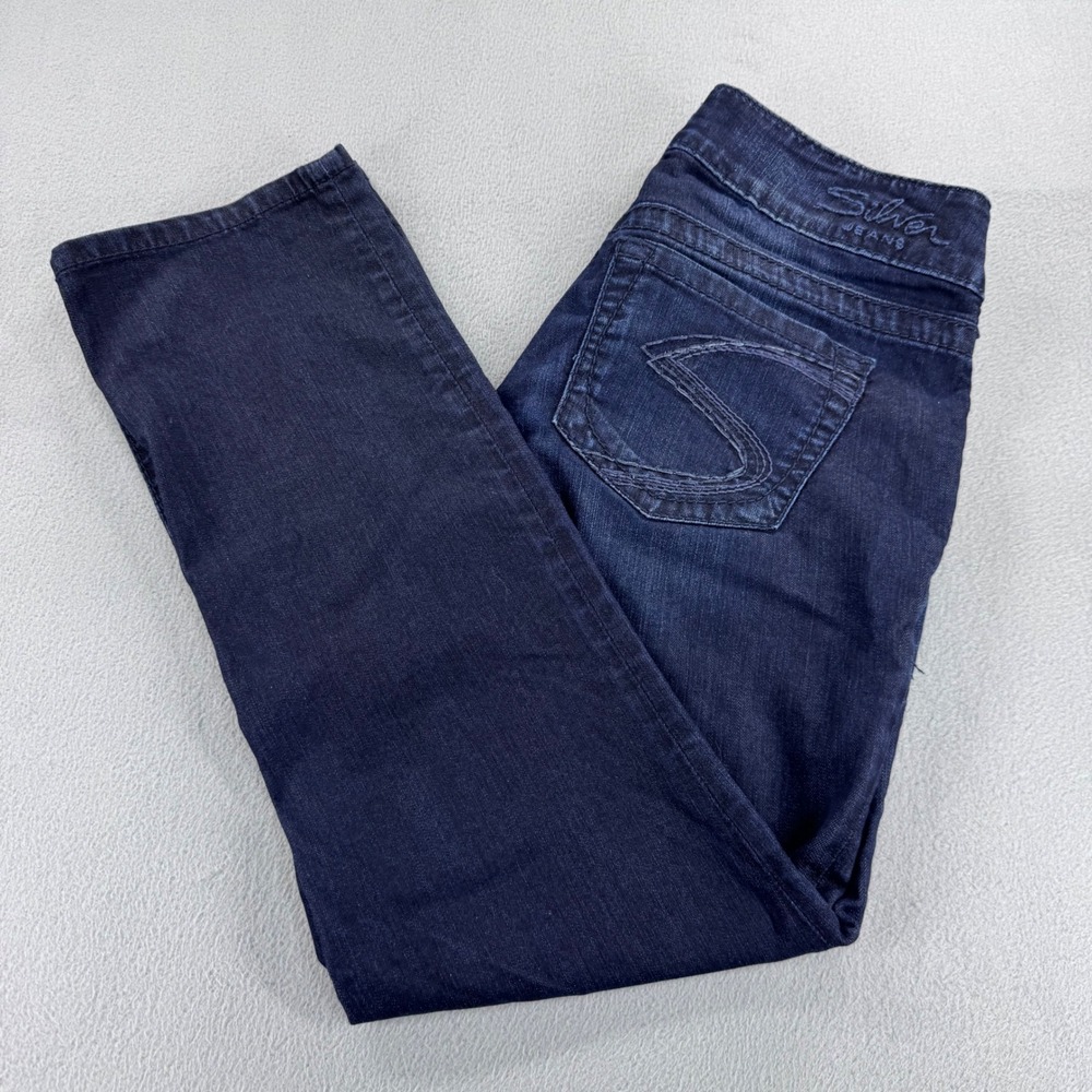 Silver Jeans Suki Capri Dark Wash Denim W27 L9996SSR484 Mid Rise Blue Jeans